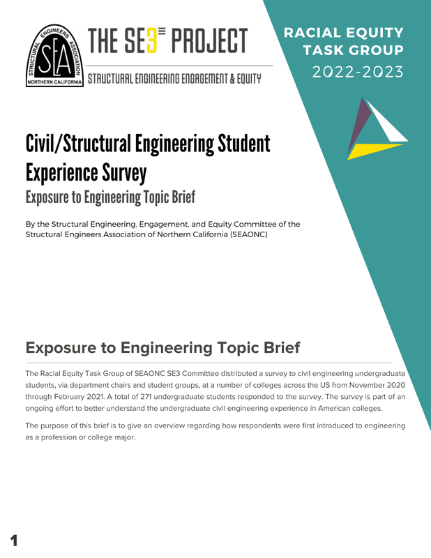 SEAONC SE3 Civil Engineering Student Experience Survey: Exposure to Engineering Topic Brief